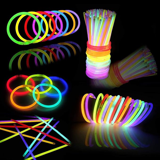 200 Pcs Glow Sticks Bulk Party Pack, 8'' Glow in the Dark Party Supplies, Glow in the Dark Light Up Sticks with Connectors, Party Favors for Birthday, Concert, Raves, Halloween, Christmas