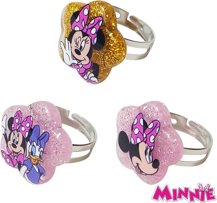 LUV HER Disney Minnie Girls Jewelry Set - Dress up Toy Jewelry Box Sets with Bead Necklace, Bead Bracelet and Ring - Play Accessories - Ages 3+