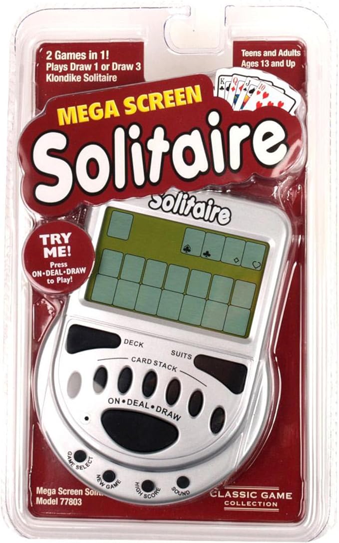 Solitaire Handheld Electronic Game Mega Screen Travel Games Batteries Included ,#G14E6GE4R-GE 4-TEW6W253692