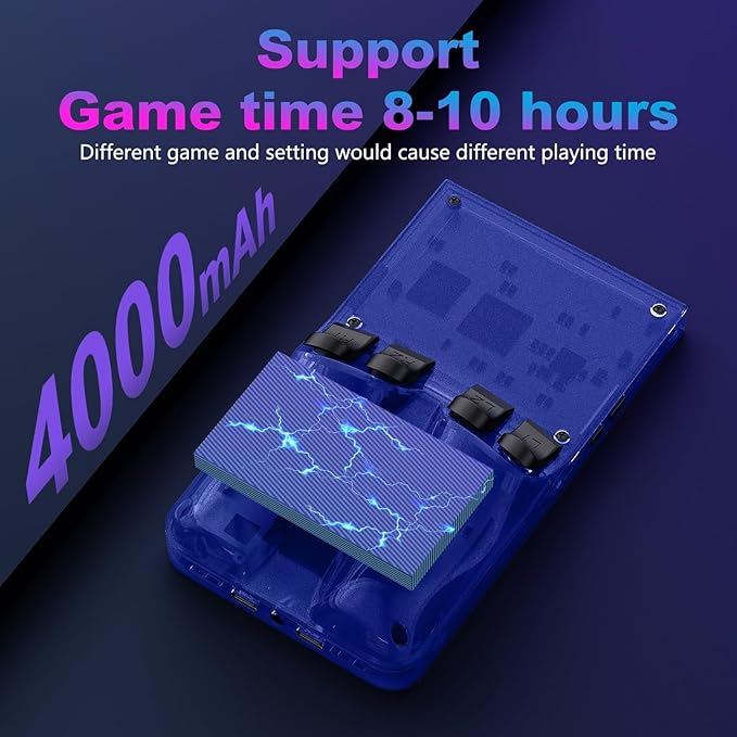R36MAX Retro Handheld Game Console, 4.0 Inch 720x720 IPS Screen, 128GB Built-in 22000+ Classic Game, Portable Hand Held Open Source Linux System, 4000mAh Battery Retro Gaming Console(Blue 128GB)