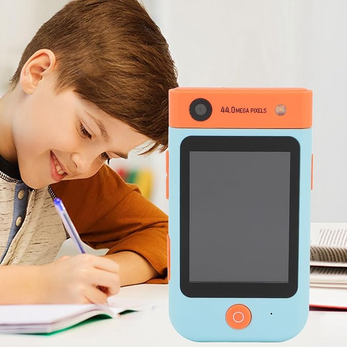 48MP 1080P HD Kids Smart Phone, 2.8in Touchscreen Camera with Autofocus, 180° Rotating Lens, Music Player, Games, Voice Recorder, for Boys Girls, with Carton Stickers (Blue Bear)