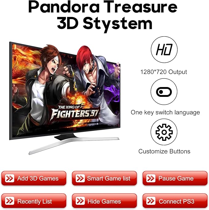 Pandora Box Arcade Game Console 32000 Games Pre-Install,Retro Game Machine for TV PC Projector, Supports Up to 4 Players, Full HD Output,, Search, Save, Hide, Favorites List