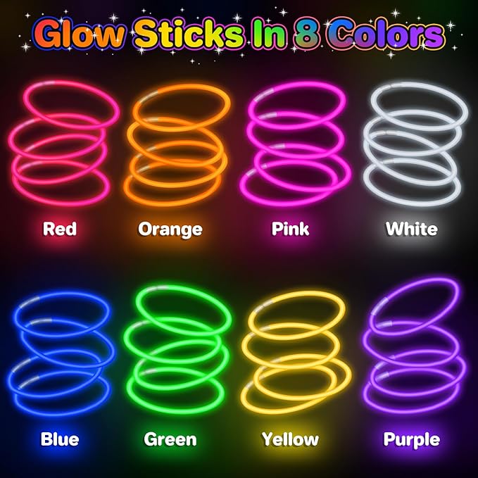 SpringFlower 480 PCS Glow Sticks Bulk Glow Sticks Bracelets For Party Favors Supplies,Neon Party Favors for Glow Party, Wedding, Concert, Raves and Birthday