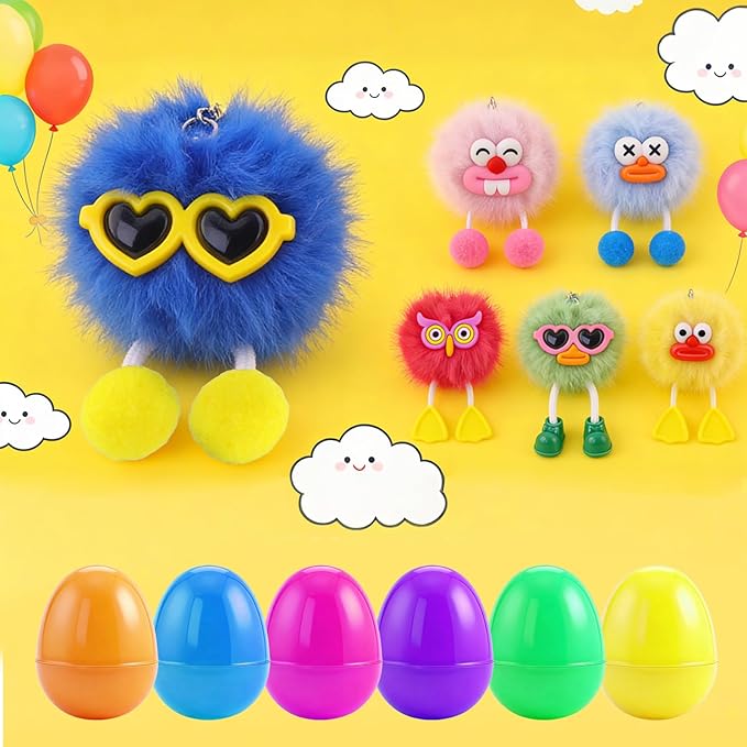 Zhazieon 12PCS Party Favors Kids Keychains - It Comes With 12Pcs Easter Eggs,Fun Keychain Cute for Boys Girls Easter Basket Stuffers Party Favors Easter Egg Fillers Hunt