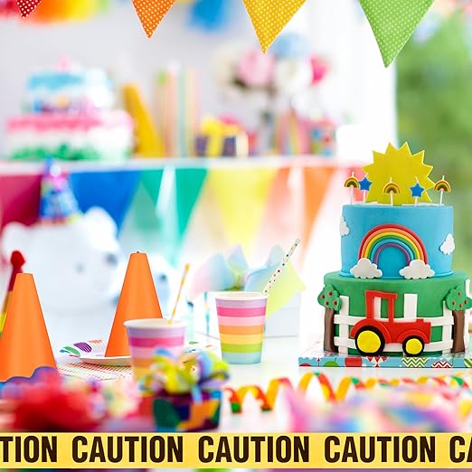 Frienda 11 Pcs Construction Birthday Party Supplies Plastic Traffic Cone Caution Tape Safety Road Parking Construction Cone Warning Tape for Halloween Party Outdoor Indoor (9 Inch Tall,Solid)