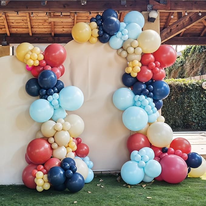 Dog Balloon Arch Kit, Red Blue Yellow Paw Print Balloons Garland Kit with Animal Bone Paw Foil Balloons for Cartoon Dog Themed Birthday Paw Birthday Party Decorations