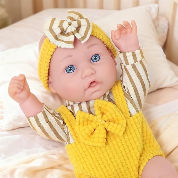 12″ Baby Doll and Accessories, 6 Pcs Realistic Baby Doll Play Set with Clothes for Toddlers -Gift Box