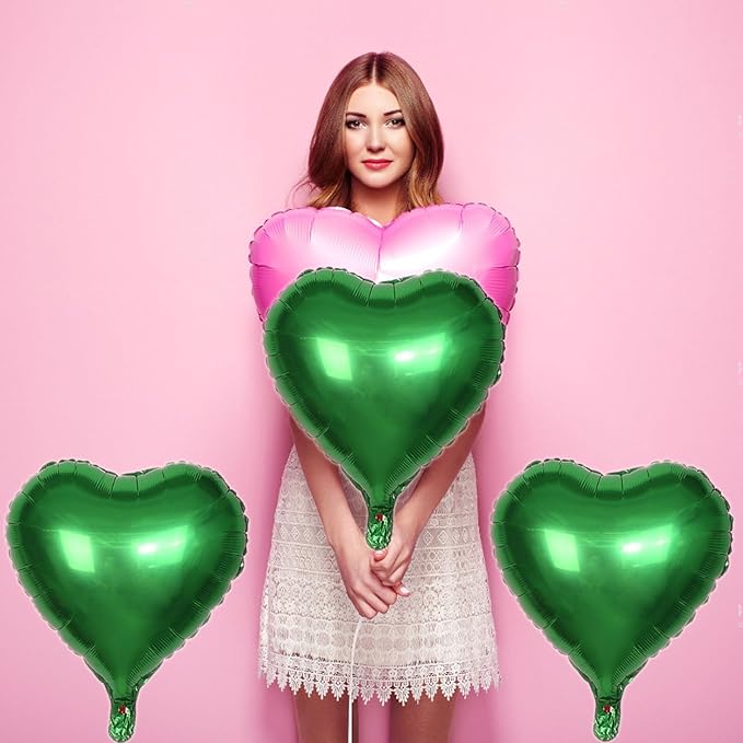 Heart Shaped Balloons 10Pcs Green Foil Balloons Birthday Baby Shower Wedding Engagement CelebrationParty Decorative products18 inch