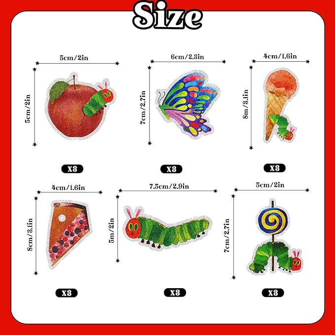 18pcs Hungry Caterpillar Dessert Cupcake Topper, Very Hungry Caterpillar Reading Story Theme Party Decorations for Boy Girl, Children's Fairy Tale Party or Birthday Party Event Supplies