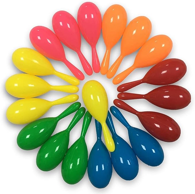 24pcs Mini Maracas for Kids Mexican Fiesta Party Favors Plastic Maraca Shakers Noisemaker for Cinco de Mayo Day of the Dead Fiesta Mexican Themed Birthday Valentine's Day Party Supplies Boys Girls