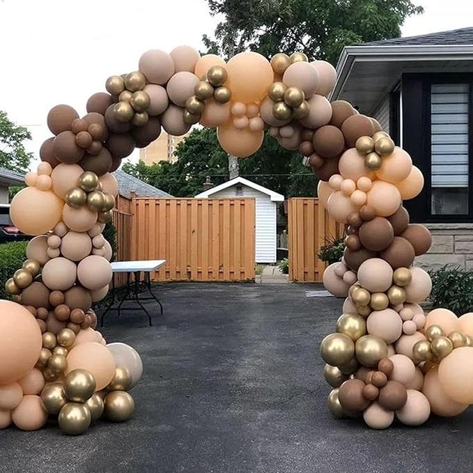 Retro Brown Cream & Metallic Sand Gold Balloons - 12 Inch, Perfect for Birthday, Baby Shower, Wedding & Boho Decorations