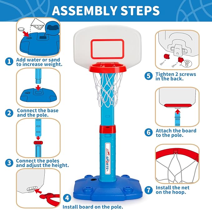 Toddler Basketball Hoop Indoor for Age 1-3, Adjustable Kids Basketball Hoops, Mini Basketball Hoop with 3 Balls for Outdoor Poolside, Birthday Christmas Sport Toys Gift for Baby Boys Girls Age 1 2 3 4