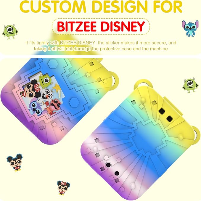 Silicone Case for Bitzee Disney Interactive Toy, Anti-Scratch, Washable, Shockproof Silicone Protective Cover for Bitzee Disney Interactive Toy Accessories with Lanyard - Colorful