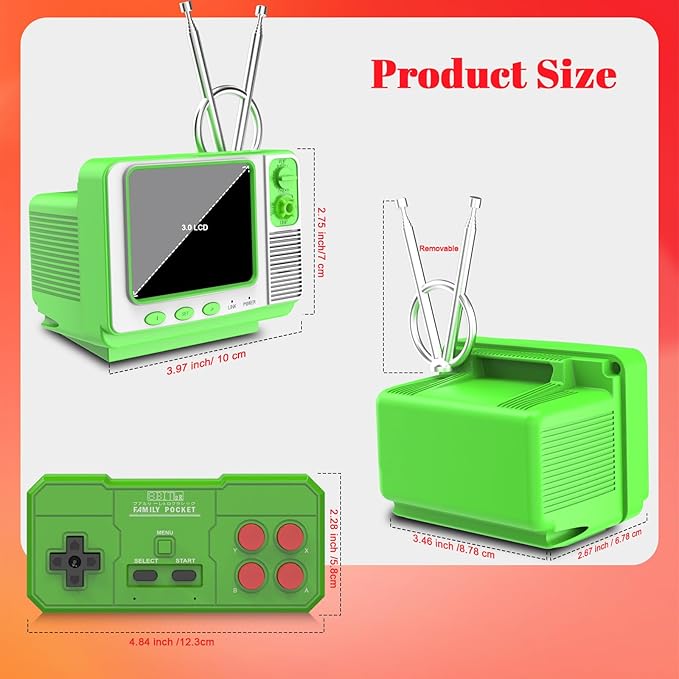 Retro Game Console - JALECO Games + 168 Classic Games, 2.4G Wireless 2-Player, 3.0 Inch IPS Screen, TF Card Expansion, for Kids