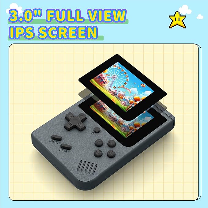 Retro Handheld Games Console Built-in 400 Video Games, Portable Handheld Emulator with 3.0 Inch Screen, Mini Travel Retro Gaming Consle (Gray)