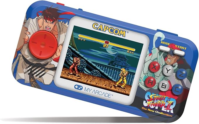 My Arcade Street Fighter II Pocket Player Pro: Capcom Officially Licensed Retro Handheld Game Consoles, 2 Games in 1, 2.75" Color Screen