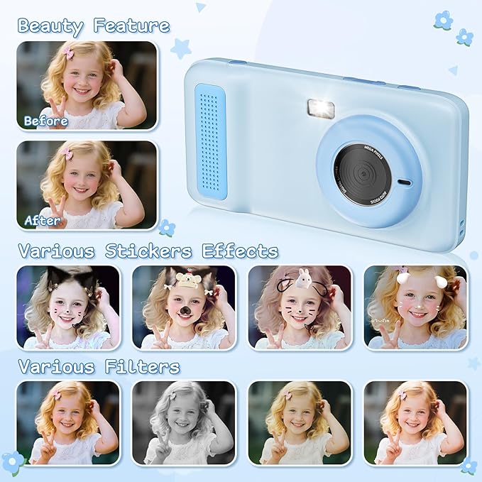AI Everything Recognition Kids Camera for 4-12 Years Old Girls Boys, Supports 5G/2.4G Dual-Band Wi-Fi,4" LCD Touch Screen,Dual Lenes Selfie Digital Camera,Gift Ideas for Birthday Christmas Festival