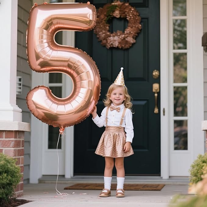 Rose Gold Number 5 Baiioons 40 Inch Number Balloons Giant Jumbo 15 25 50 Foil Mylar Helium Number Digital Balloons Champagne Gold 50 Birthday Party 2025 Anniversary Events Party Decorations
