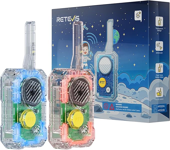 Retevis EZTalk 80 STEM Toys for Ages 8-13, DIY Science Experiments for Kids, Build Your Own Walkie Talkies, STEM Kits Building Toy Gifts for Easter Basket Stuffers, DIY Walkie Talkie Kit for Kids