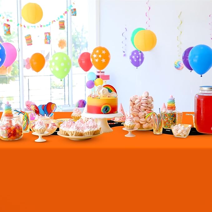 Irenare 3 Pcs Racing Table Cloths Car Birthday Party Supplies 54 x 108 Inch Racetrack Table Runner Covers Disposable Rectangular Road Tablecloth for Kids Boy Car Theme Party Decor (Orange)