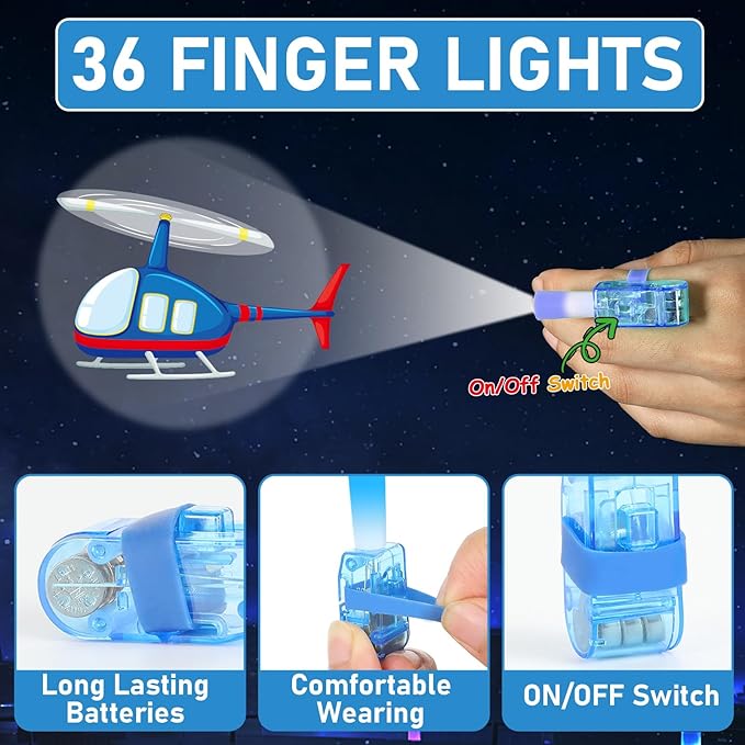 36PCS Airplane LED Finger Lights Aircraft Party Favors Glow in the Dark Light Up Finger Lights Plane Themed Toys Bulk for Birthday Party Goodie Bag Stuffer Birthday Gifts Classroom Prize