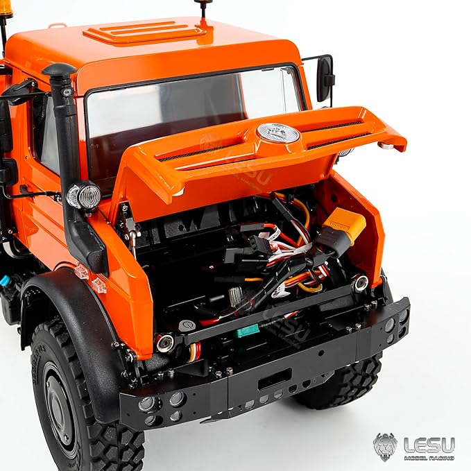 LESU U4023 AWD 1/14 RC Off Road Car Metal Radio Control All Terrain Vehicle Light Truck Model Axle Lock Wheel Hub Reduction Hobby Grade Model for Ages 14+(Orange)