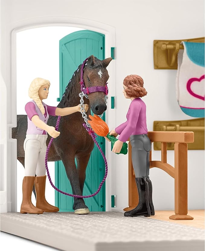 Schleich Horse Club - 67PC Sofia's Tack Shop Playset with Toy Horse Figurine, 2 Poseable Action Figures and Accessories - Realistic Pretend Shopping Toys for Girls and Boys - Kids Toys Ages 5+ | 42568