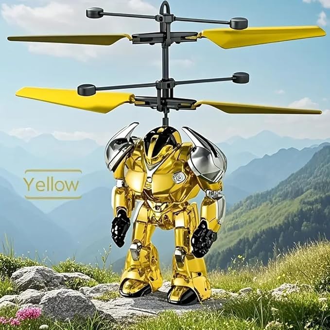 Warrior Induction Aircraft, Robot with Light Effects, Automatic Induction to Avoid Obstacles, All Occasion Gift Essentials, Happy Childhood for Kids, Flying Toys (Red)