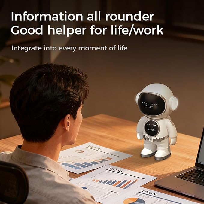 AI Smart Robot, Interactive Educational Companion with WiFi Speaker, LED Facial Expressions Voice Control for Kids Learning Home