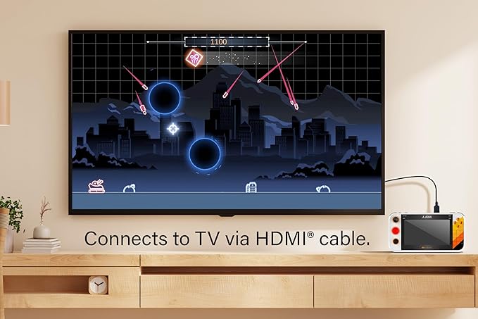 My Arcade Atari Gamestation Go: Rechargeable Battery, Over 200+ Preloaded Retro Video Games Including Pac-Man, Atari: Recharged, & Balls of Steel, Wifi,Smartglow, 7 inch Display,