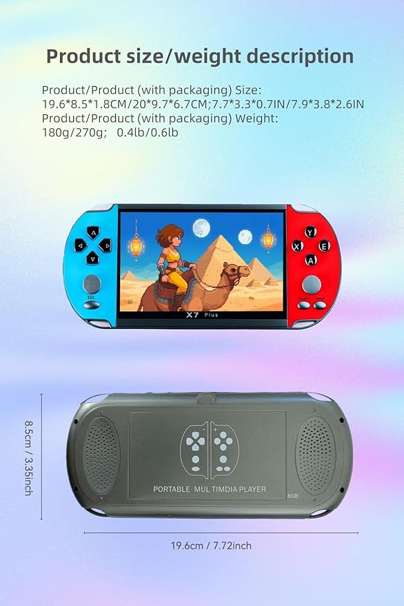 5.5" IPS HD Screen Retro Game Console for Kids Adults, with Classic Video Games, Support Multiple Emulators, MP3/MP4 Player and TV Connect, Rechargeable Travel Toys Xmas Birthday Gifts (Blue)