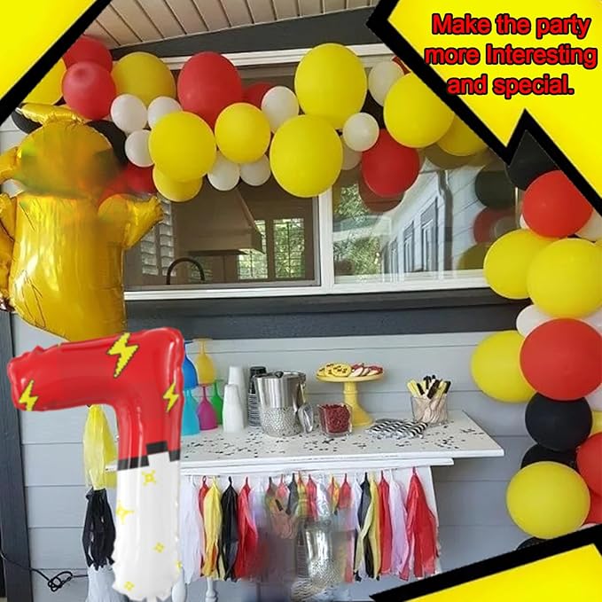 40 Inch Red White Cartoon Theme Number Balloons Large Birthday Party Number Balloons Cartoon Animation for Kids Birthday Party Decoration Supplies (Number 7)