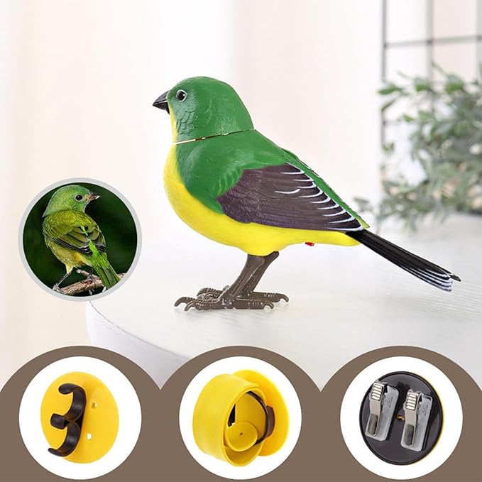 Electric Singing and Chirping Bird Toy, Simulation Interactive Bird Toy for Kids, Cute Realistic Chirping and Moving Artificial Sparrow, Battery Operated, Garden Home Ornament Decoration