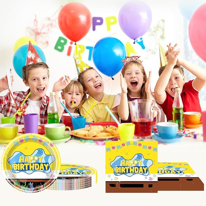 Yellow Birthday Party Supplies, 20 Plates and 20 Napkins, Yellow for Kids Birthday Party Decorations