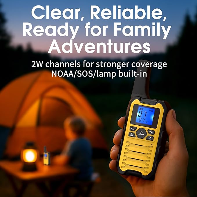 Wishouse Walkie Talkies Long Range for Adults Kids, Rechargeable Radios 4 Pack,for Camping & Hunting