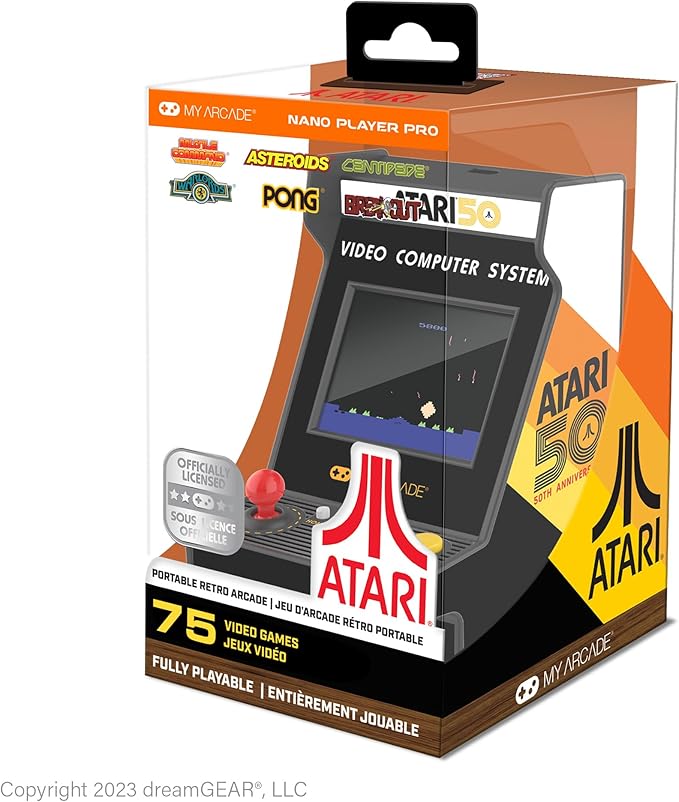 My Arcade Atari Nano Player Pro: 4.8" Retro Handheld Mini Arcade with 75 Games, Asteroids, Breakout