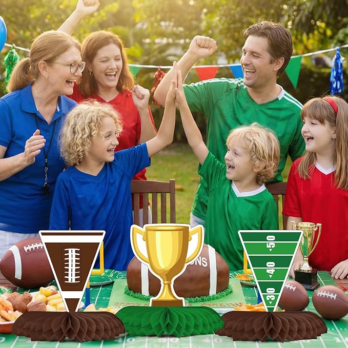 Horaldaily 10PCS Football Party Table Decoration Centerpieces, Football Game Day Honeycomb Centerpieces Table Toppers for Home Classroom School Boys Girls Baby Shower Birthday Supplies
