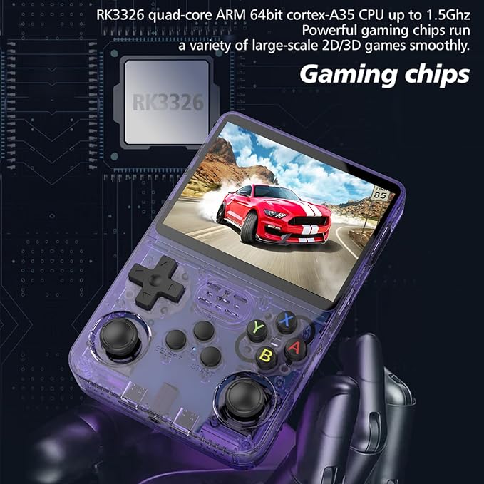 Retro Handheld Game Console Preload 20000+ Games 12+Emulators , Retro Gaming Console 3.5-inch IPS Screen (Lake Blue)
