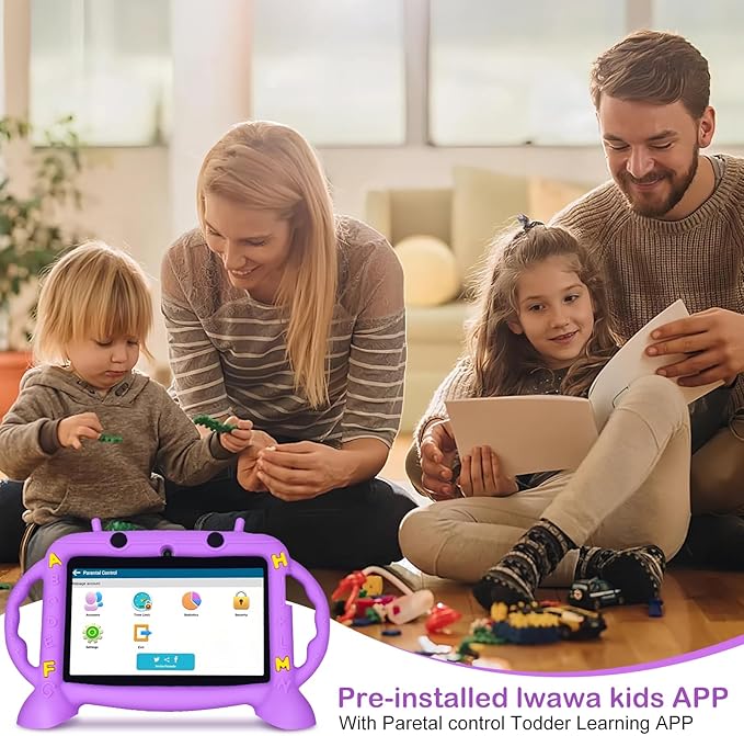 Kids Tablet, 7 inch Tablet for Kids 2-10, Educational Learning Toddler Tablet Android 11, 3GB RAM+32GB ROM Storage, Google Play YouTube, Baby Girl boy Present（Purple）