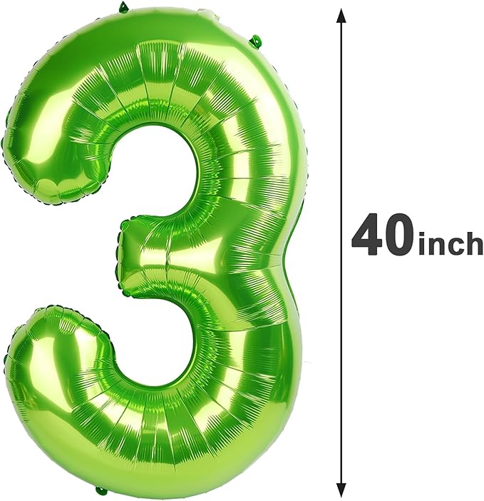 40 Inch Light Green 3 Large Number Balloon, 3 13 23 30 33 36 Light Green Birthday Party Decorations, Number Three Foil Balloons for Anniversary Party Graduations Celebration Supplies