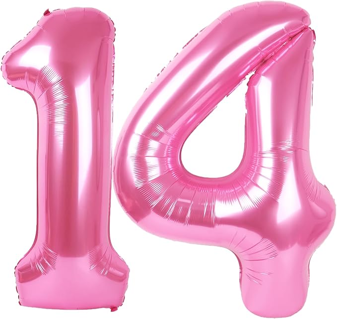 40 Inch Pink Number 14 Digital Balloon,Jumbo Mylar Foil Helium Balloon for 14 Balloons for Birthday Party,Wedding Anniversary Party Decorations
