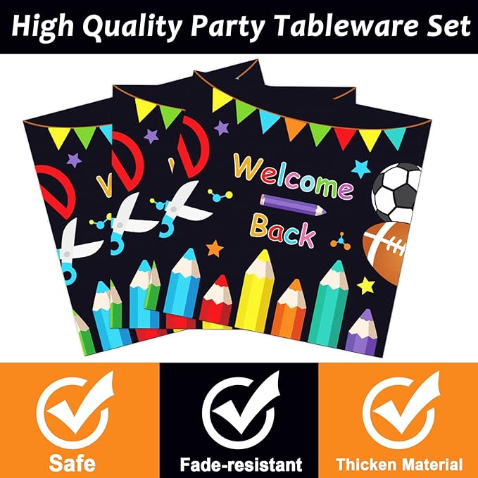 gisgfim 96 Pcs Back to School Party Plates and Napkins Party Supplies School Season Tableware Set Back to School Party Decorations Favors for Kids Serves 24