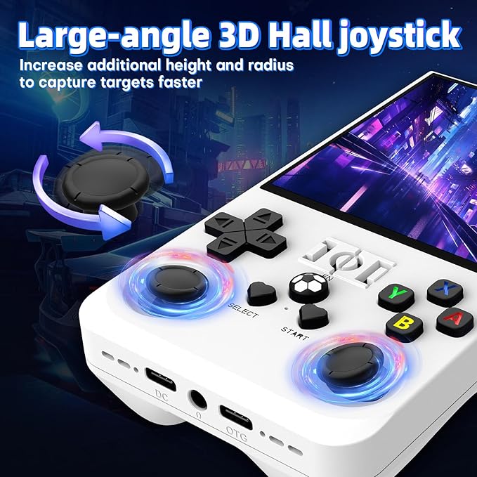 R36Max Retro Handheld Game Console, Portable Mini Retro Handheld Game Console, 4.0 Inch IPS Video Gaming Console with 64GB TF Card Retro Games, 4000mAh Battery, White