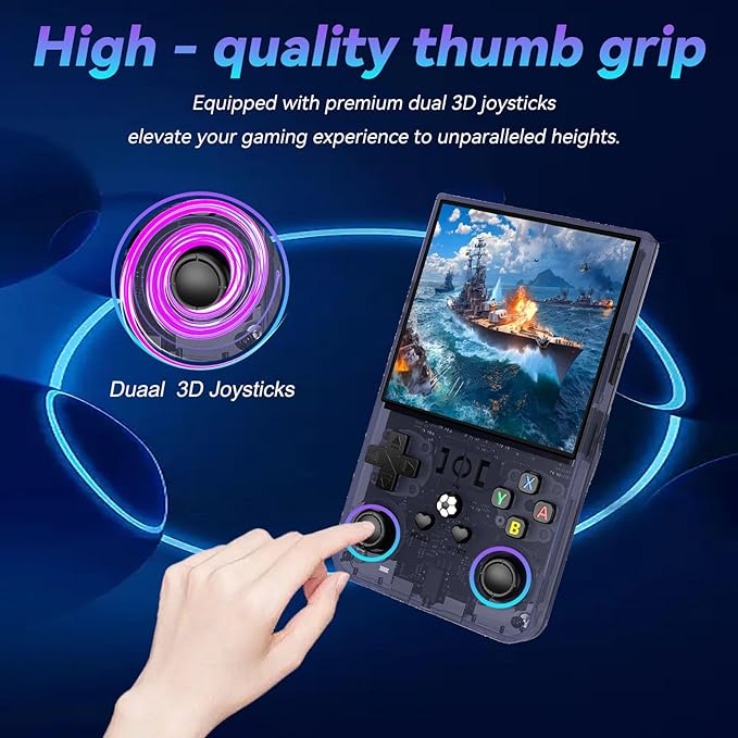 R36max Retro Handheld Game Console,64gb Memory,4000mah Battery, 18000 Pre-Installed Games ,4.0-Inch IPS Hd Screen Portable Retro Gaming Console,Suitable for Travel and Home Use (Grey) (Gray, 64, GB)