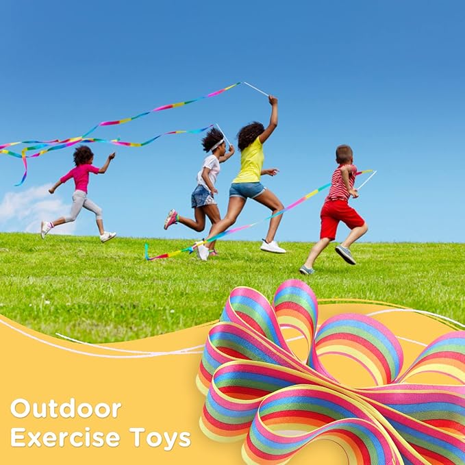 20PCS Rainbow Party Favors - Dance Ribbons for Kids Circus Carnival Rhythmic Gymnastics Birthday Party Decoration Supplies, Ribbon Baton Twirling Sticks Silks Streamers Wands for Girls