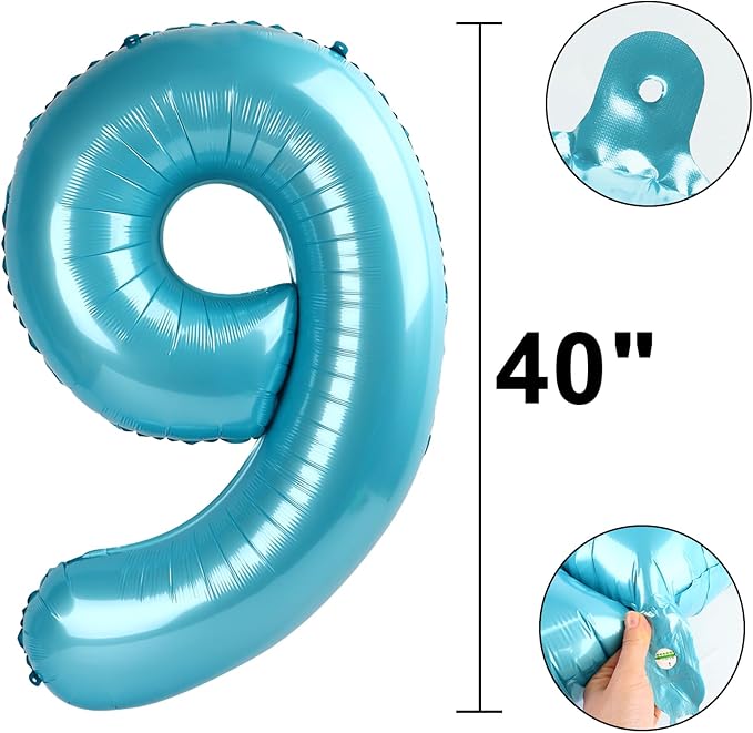 40 Inch Light Blue Number 19 Digital Balloon,Jumbo Mylar Foil Helium Balloon for 19 Balloons for Birthday Party,Wedding Anniversary Party Decorations