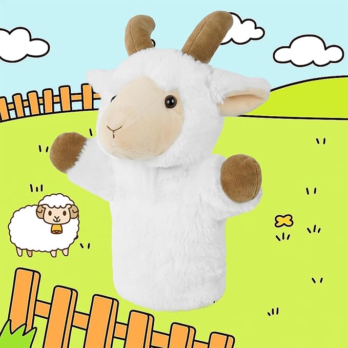 Hand Puppet Educational Learning Tool for Imaginative Play Farm Animal Stuffed Toy Adult Size Fit Role Play Storytelling Goat