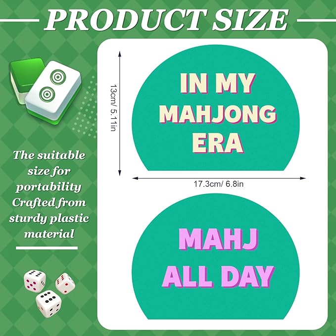 Soulchen 2 Pcs Mahjong Tile Mixer Shufflers for Mixing and Shuffling Tiles Plastic Mahjong Accessories Gifts for Lovers Games Decorative Printed Design (Green Semicircle Style)