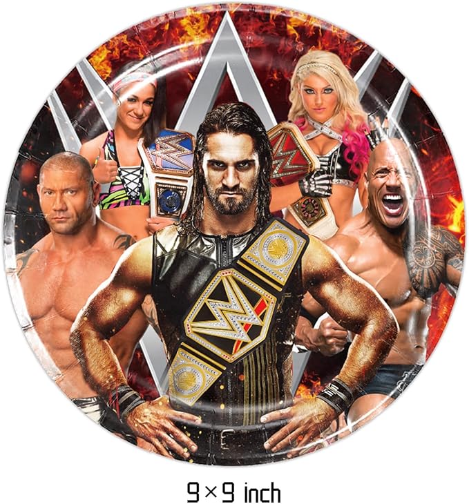 40Pcs Wrestling Party Supplies include 20 plates, 20 napkins for Wrestling birthday party decoration