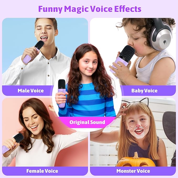 Karaoke Machine for Kids Adults, Portable Bluetooth Speaker with Wireless Microphone and LED Lights, Kids Toys Birthday Gifts for Girls and Boys Ages 4, 5, 6, 7, 8,9,10,11,12+ Years, Home Party